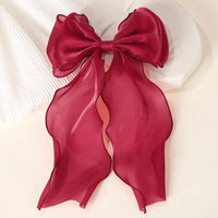 Polyester Chiffon Alloy Hair Barrettes for Girls with Big Bow