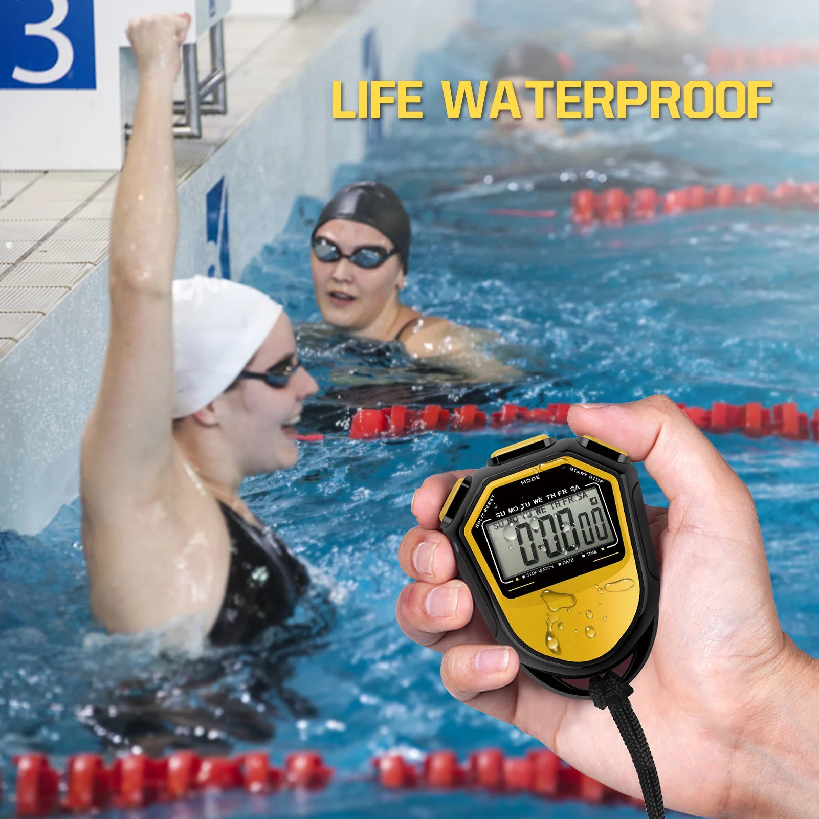 Waterproof Stopwatch Digital Handheld LCD Timer Chronograph Sports Counter with Strap for Swimming Running Football Training - Buy online at  Vibe In Cart.