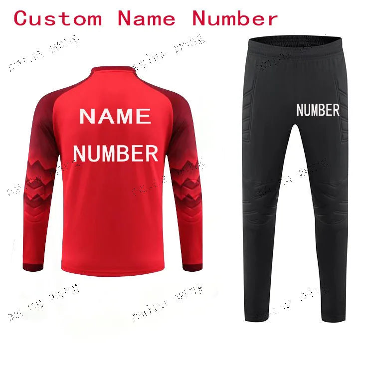 Polyester Spandex Protective Long Sleeve Soccer Goalkeeper Uniform Set with Top and Pants