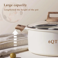6 Quart Nonstick Stock Pot with Lid, Granite Coating Soup Casserole Cookware, Easy Clean & Quick Heat - Buy online at  Vibe In Cart.