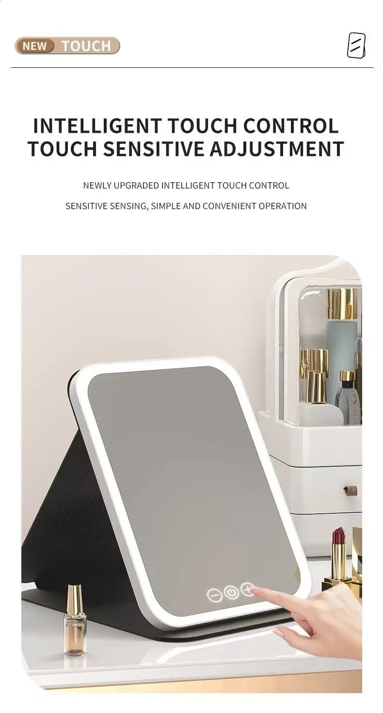 LED Makeup Mirror 3 Colors Light Portable Vanity with Adjustable Brightness USB Charging Foldable for Travel And Home Use - Buy online at  Vibe In Cart.