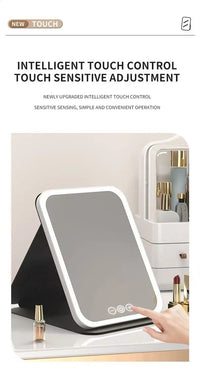 LED Makeup Mirror 3 Colors Light Portable Vanity with Adjustable Brightness USB Charging Foldable for Travel And Home Use - Buy online at  Vibe In Cart.