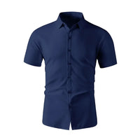 Men's Short Sleeved Solid Color Polyester Casual Shirt