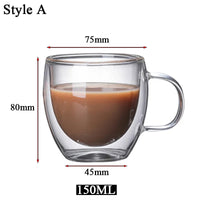 5 Sizes Double Wall Insulated Glass Cup Clear Espresso Coffee Mugs Handmade Beer Mug Tea Milk glass Whiskey Glass Cups Drinkware - Buy online at  Vibe In Cart.