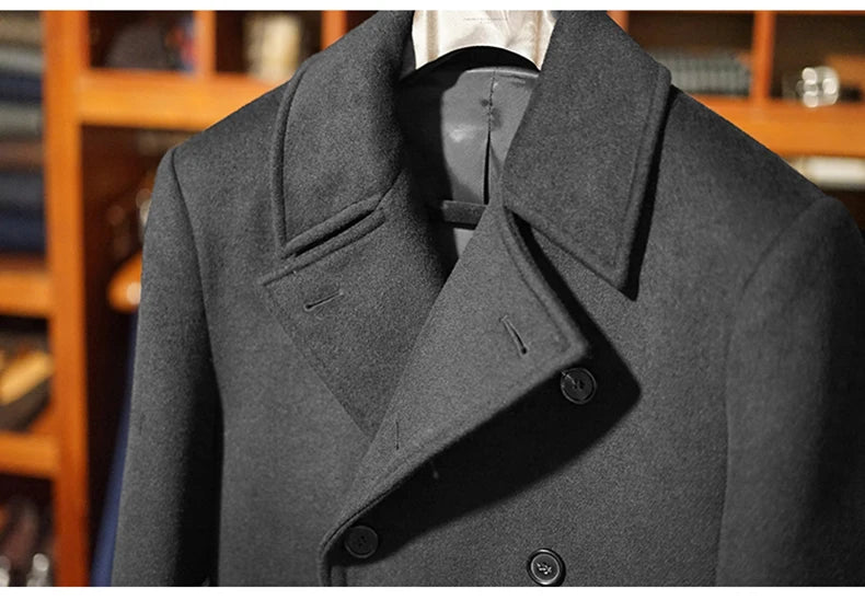 Mauroicardi Autumn Winter Long Warm Green Polo Coat Men Double Breasted Cool Luxury Elegant England Style Wool Blends Overcoat - Buy online at  Vibe In Cart.