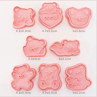 8-Piece Plastic 3D Cookie Cutters Set with Cartoon Designs