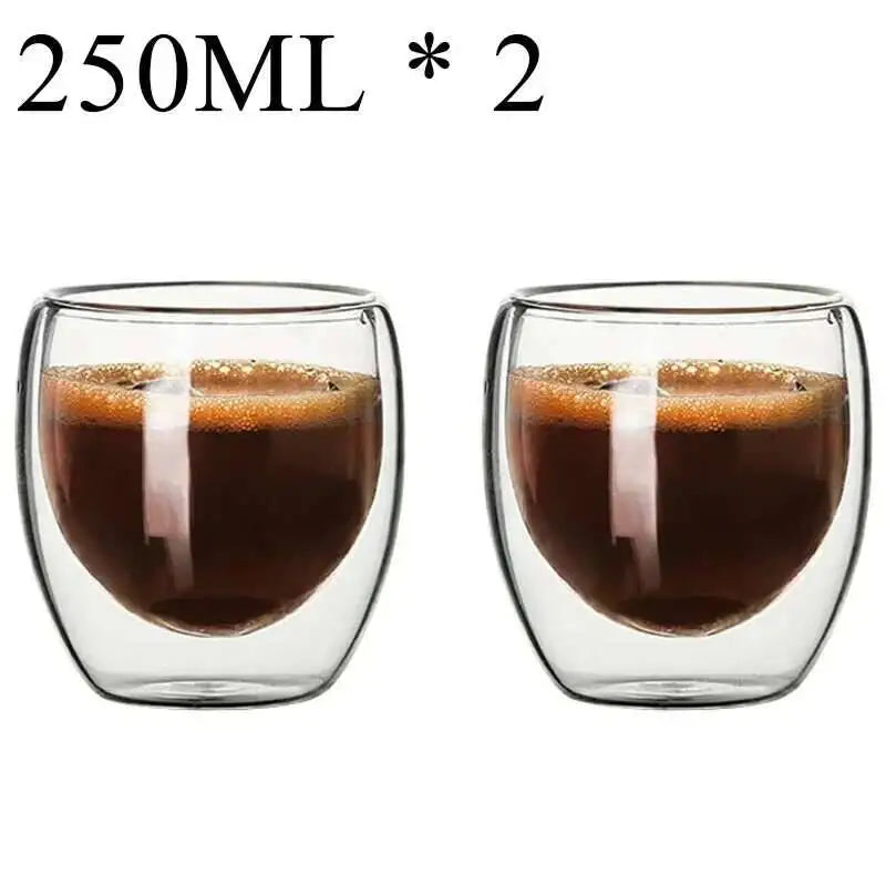 2-6PCS Double Wall High Borosilicate Glass Mug Heat Resistant Tea Milk Espresso Coffee Juice Water Cup Bar Drinkware Gift - Buy online at  Vibe In Cart.