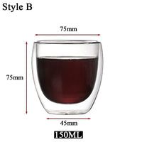 5 Sizes Double Wall Insulated Glass Cup Clear Espresso Coffee Mugs Handmade Beer Mug Tea Milk glass Whiskey Glass Cups Drinkware - Buy online at  Vibe In Cart.