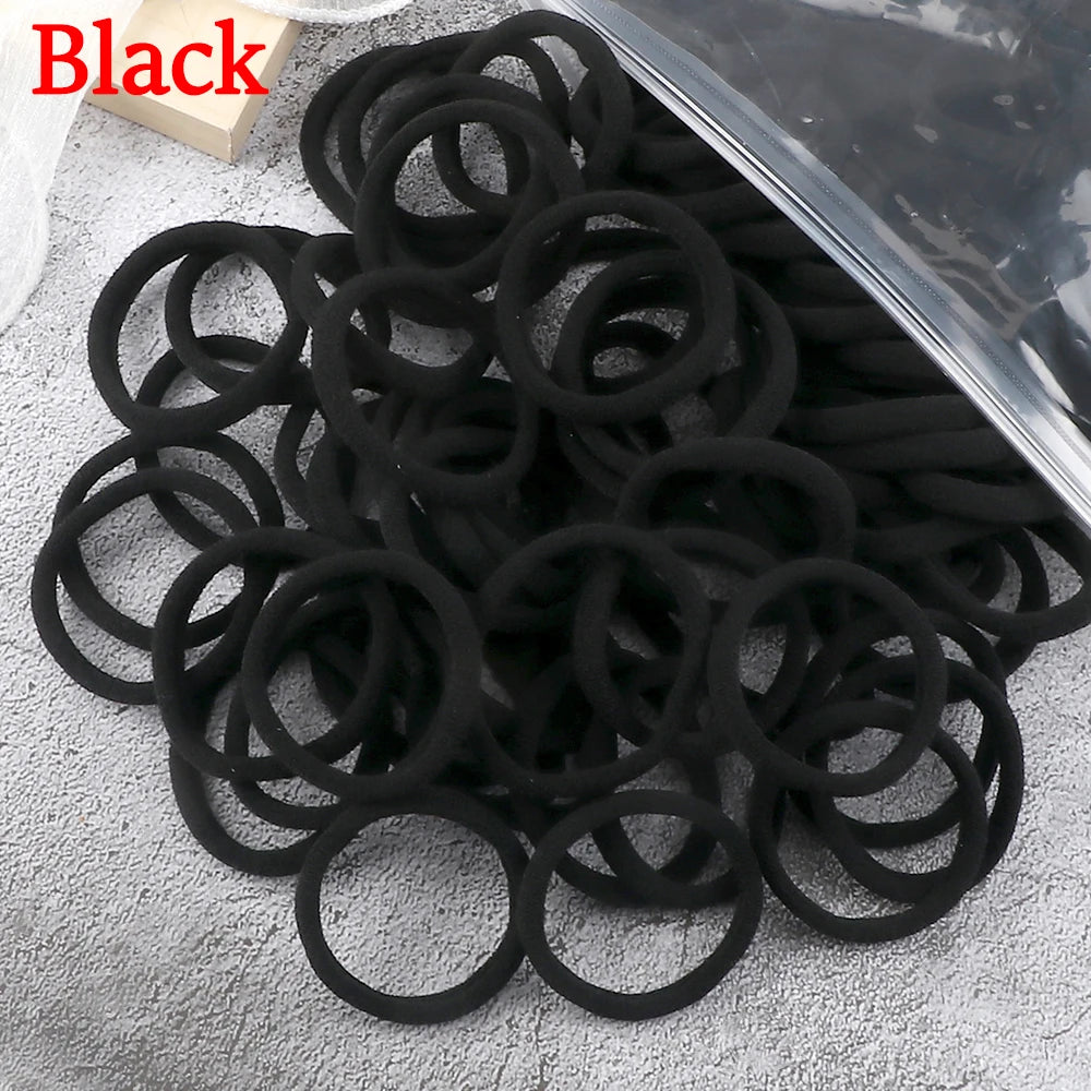 Women's Elastic Hair Bands, 4cm, Polyester, Set of 50
