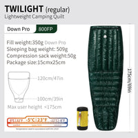 Down Sleeping Bag with Duck Down Filling, Nylon Fabric, -10C Rating