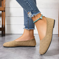 New 2026 Spring/autumn Square Toe Flat Office Boat Solid Color Knitted Slip on Shoes Casual Ballet Flats Shoes Women Loafers - Buy online at  Vibe In Cart.