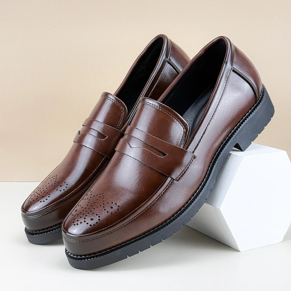Men's Formal Leather Shoes British Style Oxford Loafers Round Toe Breathable Non-Slip Business Dress Wedding Office Casual Shos - Buy online at  Vibe In Cart.