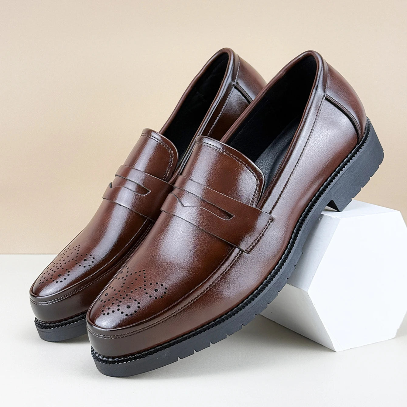 Men's Formal Leather Shoes British Style Oxford Loafers Round Toe Breathable Non-Slip Business Dress Wedding Office Casual Shos - Buy online at  Vibe In Cart.