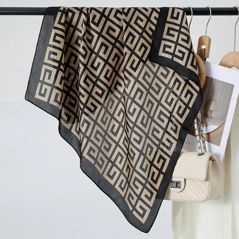 Women's 70cm Square Polyester Scarf for Outdoor Use