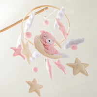 Wooden Crib Mobile Baby Bed Bell Rattle Toy Soft Felt Cartoon Bear Mobile bracket Newborn Music Box Bed Bell Hanging Bracket Toy