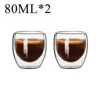 Double Wall High Borosilicate Glass Mug Set, Heat Resistant, 2-18 Pieces