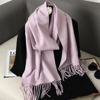 Women's Thick Warm Winter Polyester Scarf with Tassels