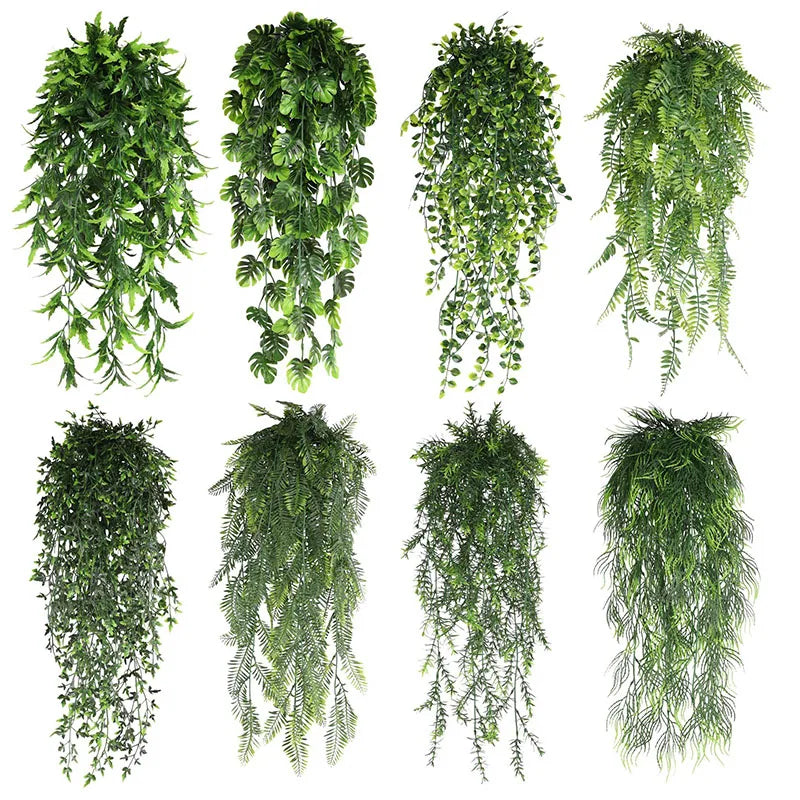 Artificial Plant Persian fern Leaves Vines Home Room Decor Hanging Plastic Leaf Grass Wedding Party Wall Balcony Home Decoration - Buy online at  Vibe In Cart.