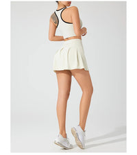 Athleisure Sports Running Gym Short short Breathable Elastic Solid 2 in 1 White Women's Skirt Tennis Dress with Side Pocket - Buy online at  Vibe In Cart.