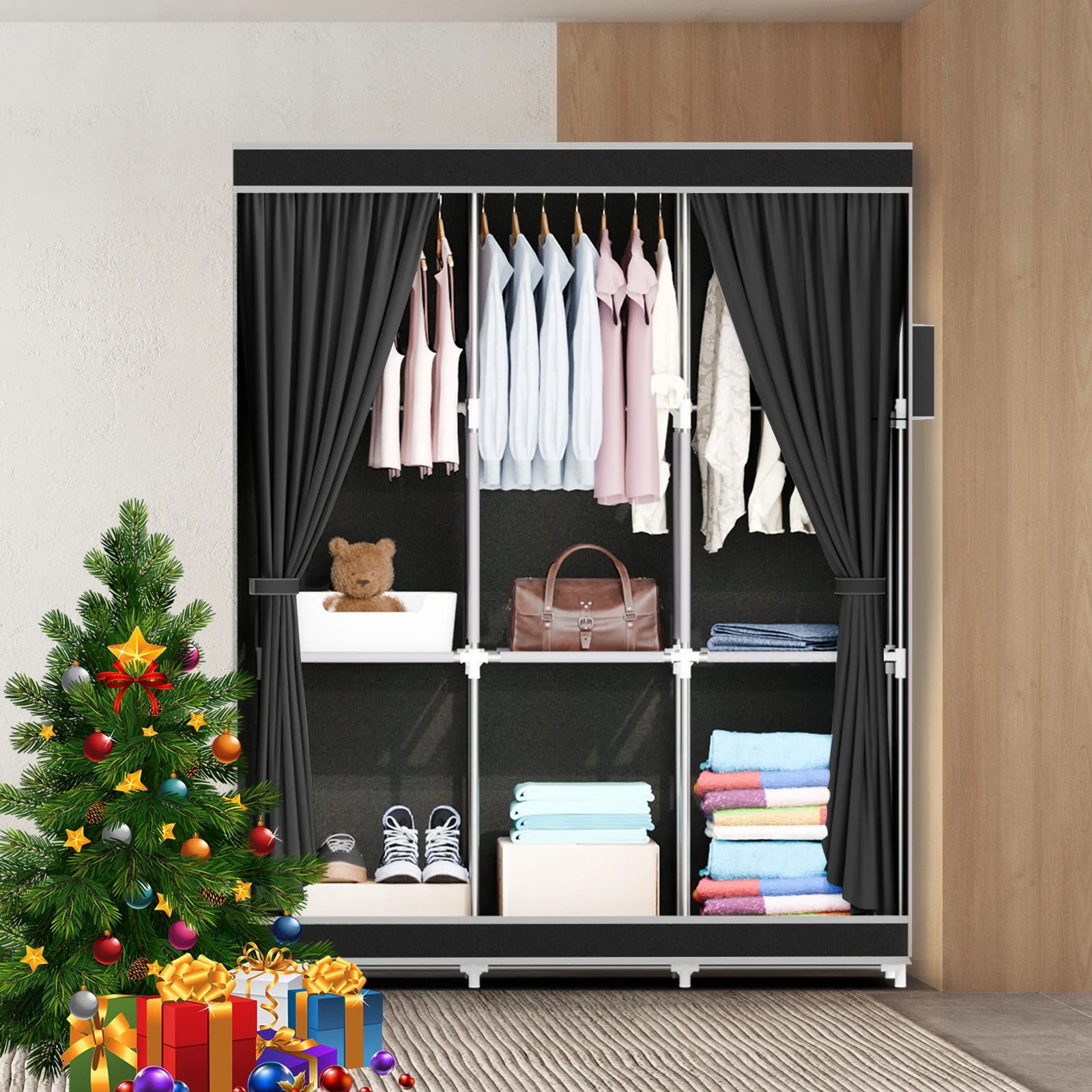 Portable Closet 51-Inch Dustproof Wardrobe Organizer Multi-laye Home Storage Rack Clothes Bedroom Shoe Quick and Easy to Assembl - Buy online at  Vibe In Cart.