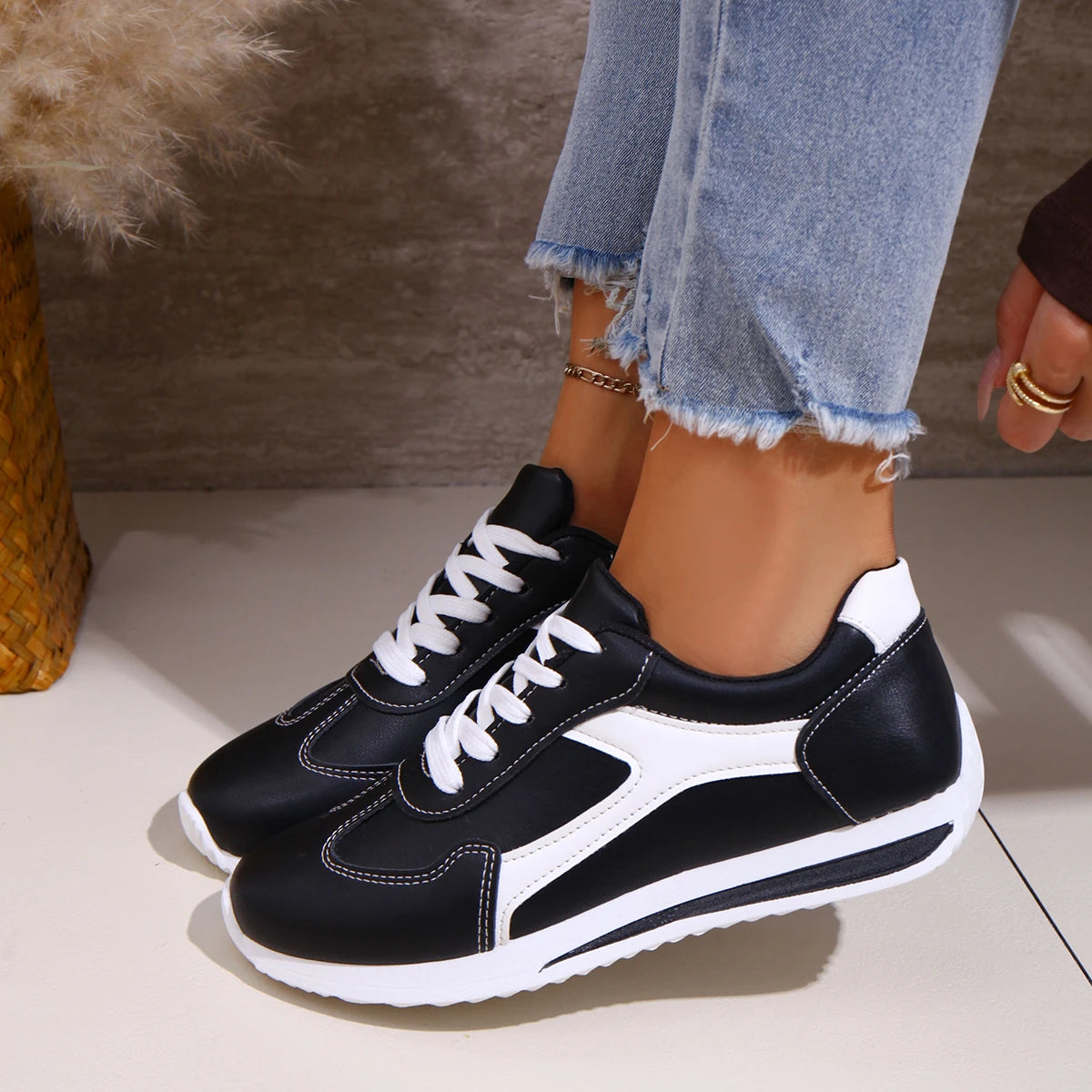 2025 Spring New Women Sneakers Comfortable Outdoor Fashion Versatile Flat Casual Sneakers Lace Up Women Sports Shoes Plus Size - Buy online at  Vibe In Cart.
