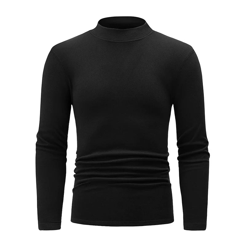 1/2piece Autumn And Winter Men's Semi High Neck Fashionable Base Long Sleeved Top Solid Color Casual Sports Fitness Warm T-shirt - Buy online at  Vibe In Cart.