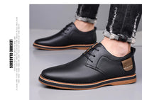 Men's Lace-Up Genuine Leather Oxford Shoes with Round Toe