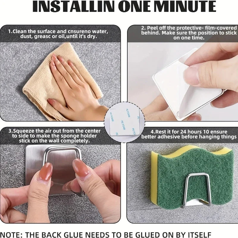 Kitchen Sponge Holder Sink Sponge Rack Stainless Steel Sponges Stand Drainer Sponges Sink Shelf for Knife Towel Holder Wall Hook - Buy online at  Vibe In Cart.