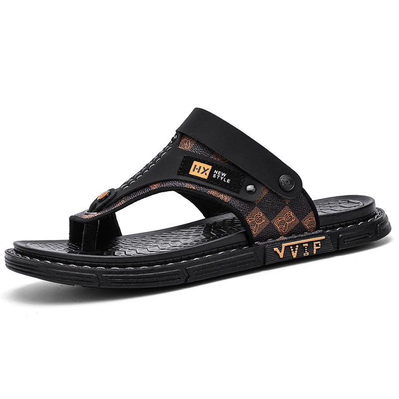 Men's Casual Flip-Flop Sandals with Microfiber Upper and PVC Outsole