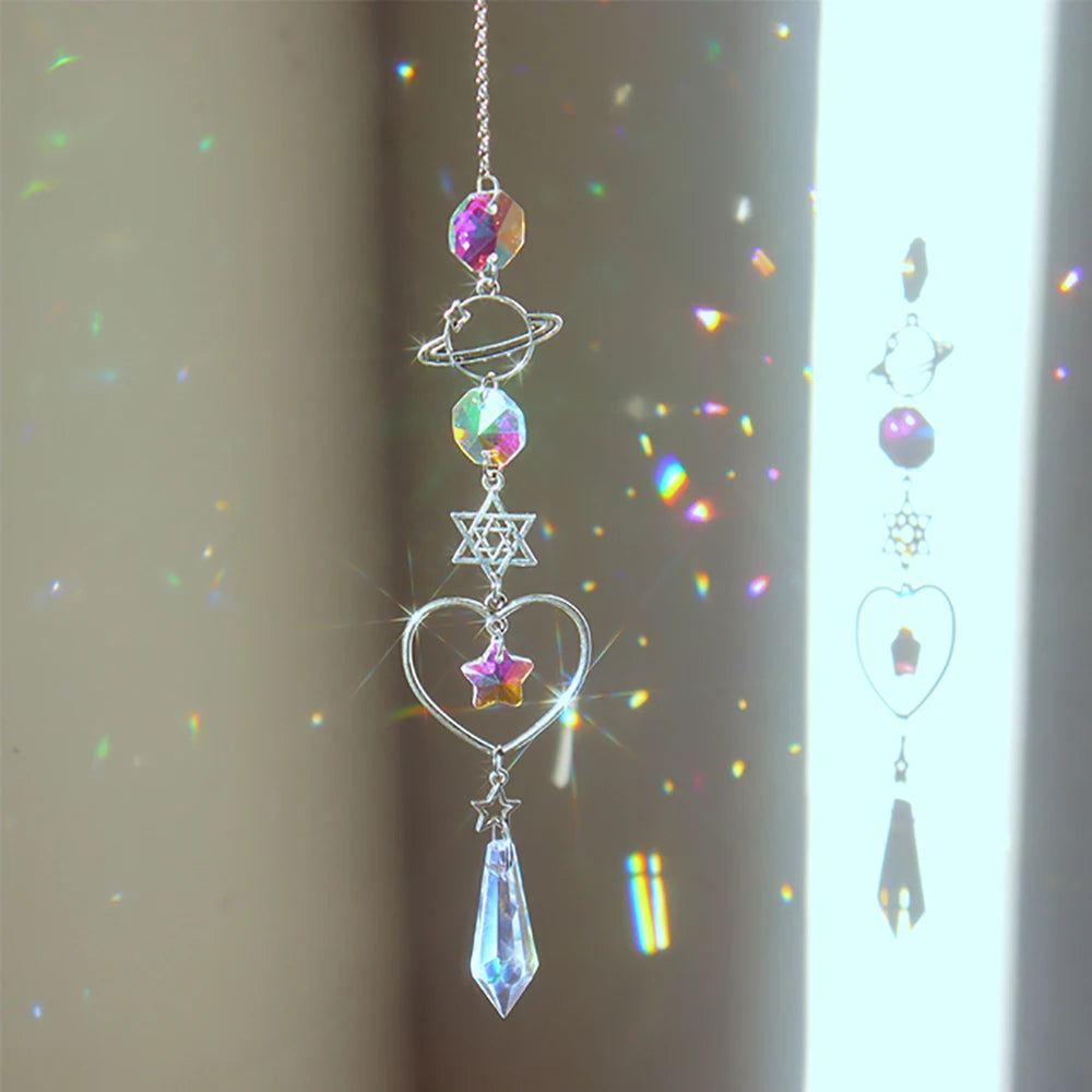 1pc Crystal Wind Chime Moon Sun Catcher Diamond Prisms Pendant Dream Catcher Rainbow Hanging Drop Home Garden Decor Windchime - Buy online at  Vibe In Cart.
