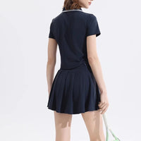 Women's Tennis Outfit Set Short-Sleeved Polo Shirt & Pleated Anti-Glare Skirt Sports Top for All-Season Outwear - Buy online at  Vibe In Cart.