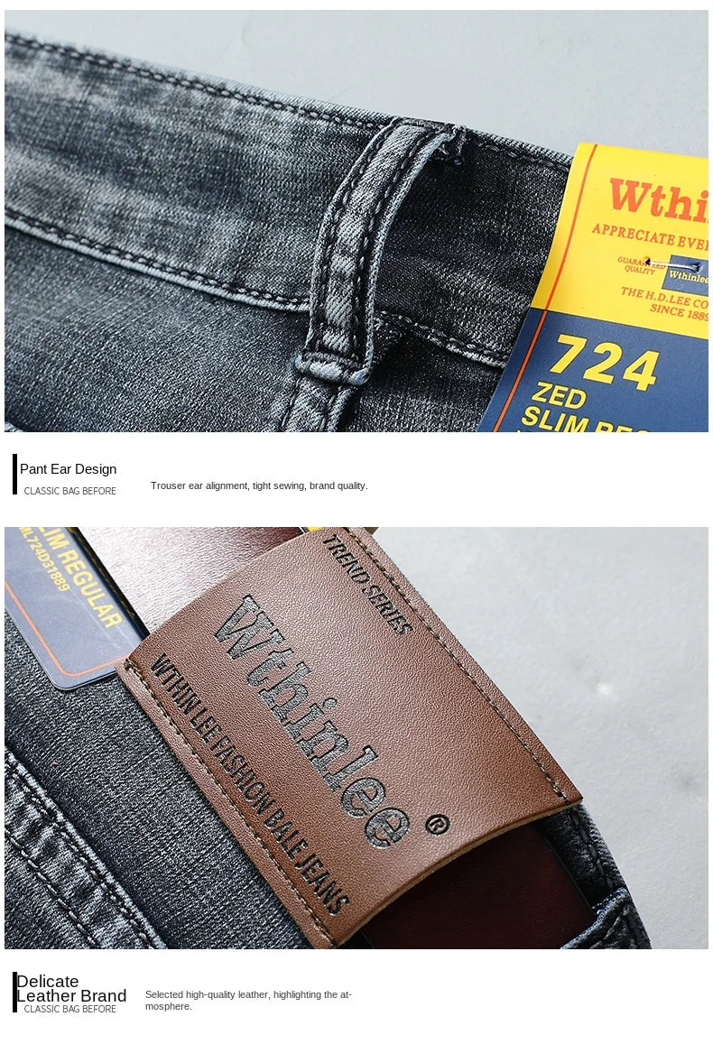 Men's Slim Straight Fit Washed Stretch Jeans in Blue and Black