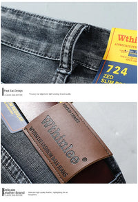 Men's Slim Straight Fit Washed Stretch Jeans in Blue and Black