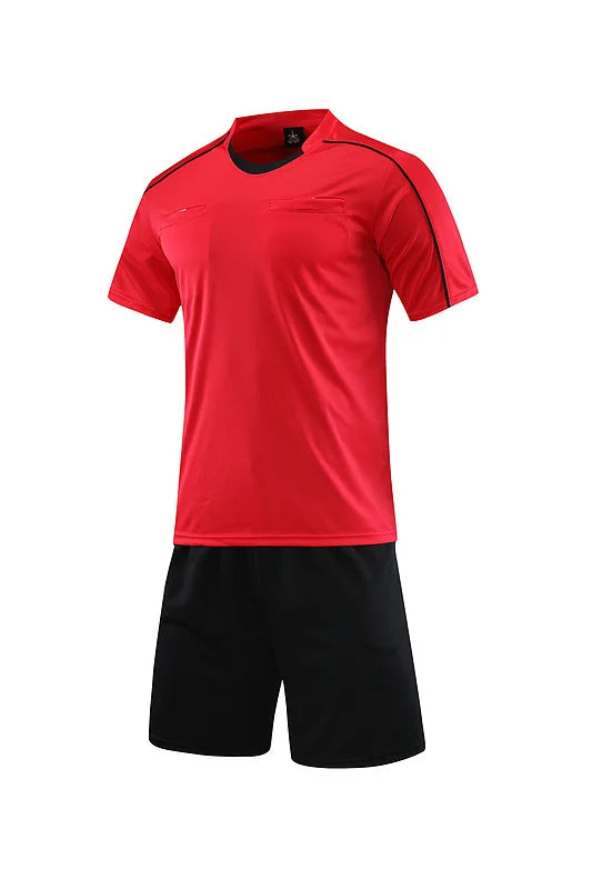 Men's Polyester Soccer Referee Jersey and Shorts Set