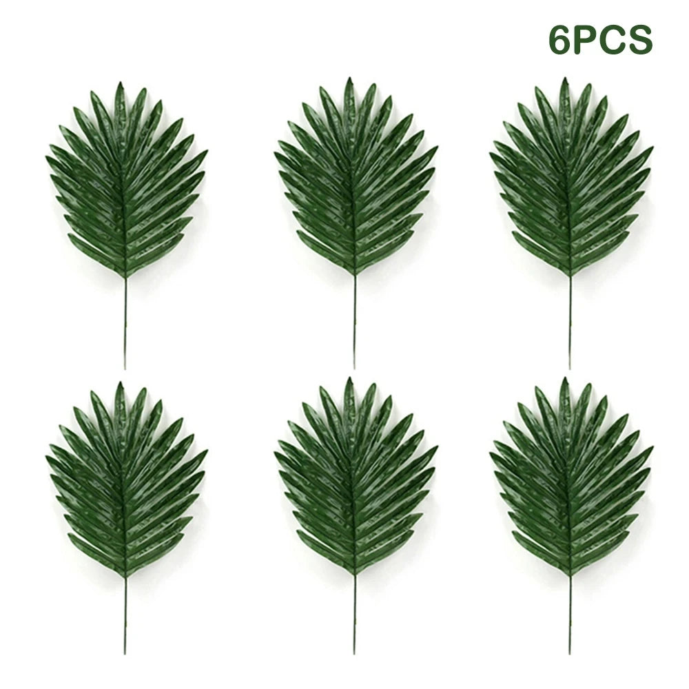 Artificial Tropical Palm Leaves with Golden Stems for Decoration