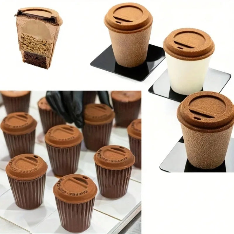 Cup Shape Mousse Cake Mold Bakeware Set Striped or Smooth Coffee Cup Design Silicone Cake Mold Chocolate Dessert Baking Tools - Buy online at  Vibe In Cart.