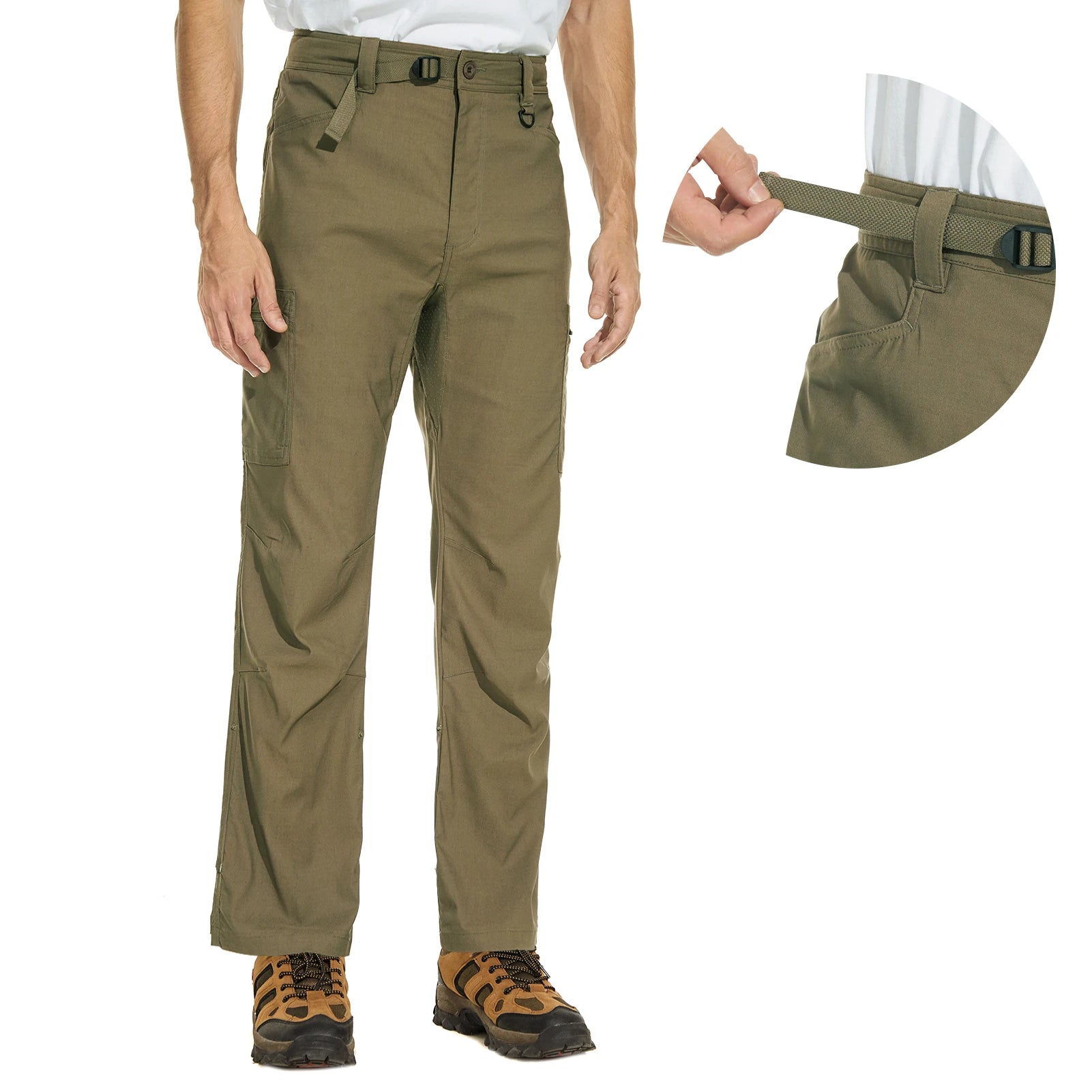 Lightbare Men's Stretch Hiking Golf Cargo Pants UPF 50+ Cropped with Roll-Up Leg Snaps Water Resistant Straight Fit - Buy online at  Vibe In Cart.
