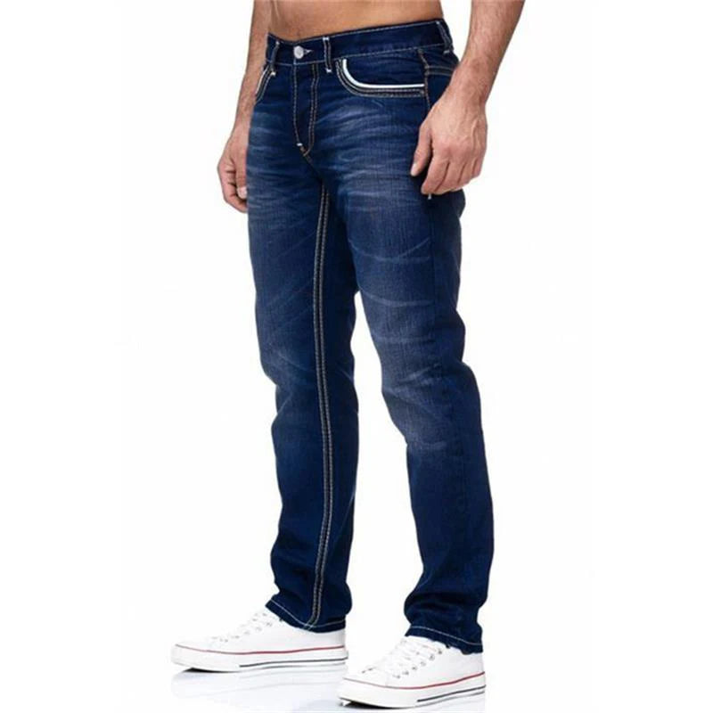 Straight Jeans Men Washed no hole Jean Spring Summer Boyfriend Jeans Streetwear Loose Cacual Designer Long Denim Pants Trousers - Buy online at  Vibe In Cart.