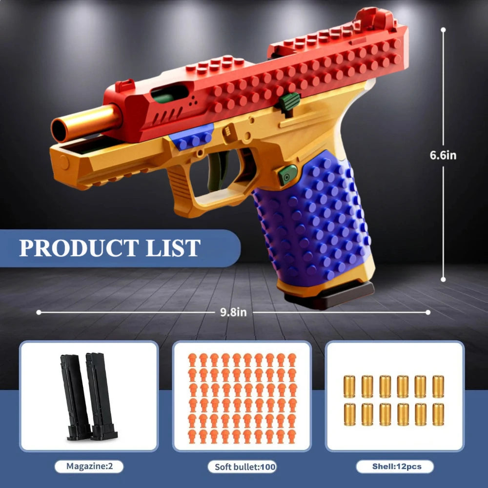 Continuous Firing Building Block Toy Gun Shell Throwing  Airsoft Blowback Empty Hanging Pistol Outdoor CS Weapon for Boys Adult - Buy online at  Vibe In Cart.