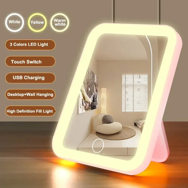 LED Smart Student Dormitory Desktop Fill Light Small Mirror, Makeup Mirror With Light,Girls Bedroom Dressing Table Mirro - Buy online at  Vibe In Cart.