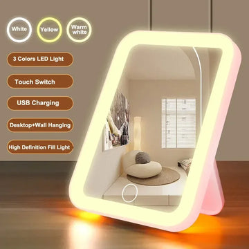 LED Smart Student Dormitory Desktop Fill Light Small Mirror, Makeup Mirror With Light,Girls Bedroom Dressing Table Mirro - Buy online at  Vibe In Cart.