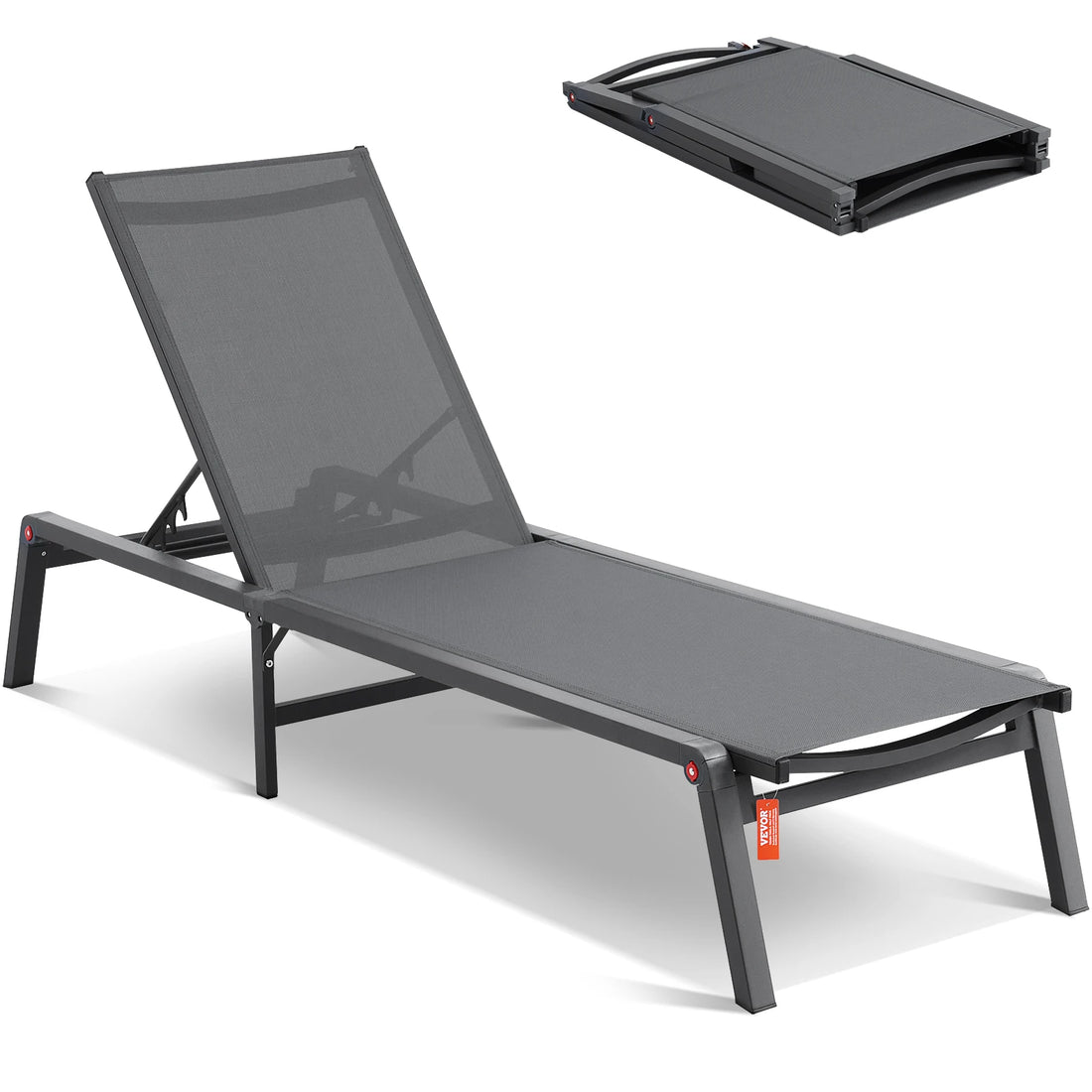 SucceBuy Chaise Lounge Chair Outdoor Aluminum Patio LoungeFolding Pool Lounge Recliner Full Flat for Patio Beach Pool Dark Grey - Buy online at  Vibe In Cart.