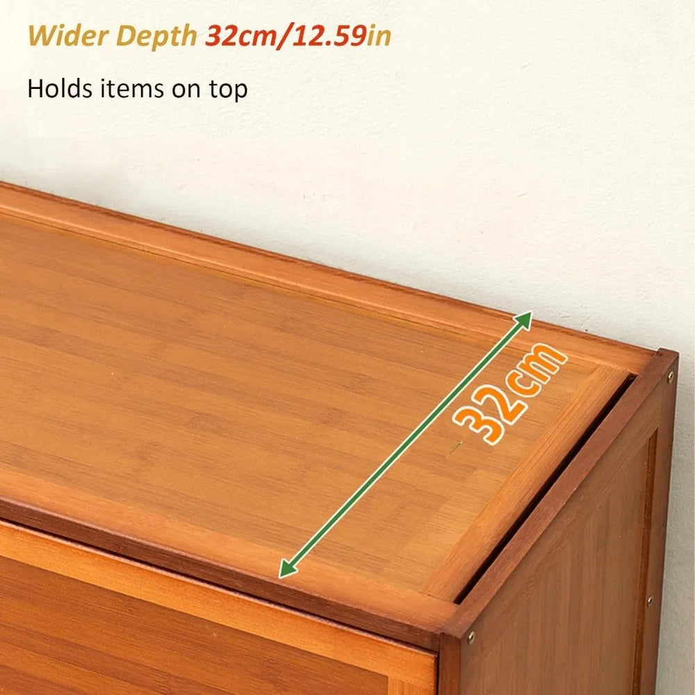 Tall Bamboo Shoe Storage Cabinet Free Standing Shoe Shelf Storage Rack with Flip Doors Shoes Heels Storage Cabinet Organizer - Buy online at  Vibe In Cart.