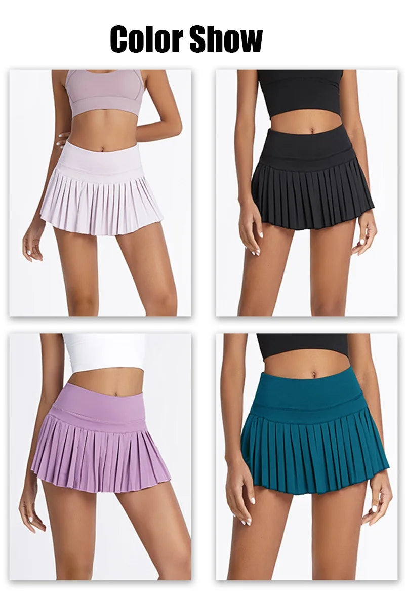 Cloud Rise Pocket Tennis Skirts Gym Golf Running Pleated Pantskirt Plus Size SEXY Women XS-XXL Sports Fitness High Waist Skort - Buy online at  Vibe In Cart.
