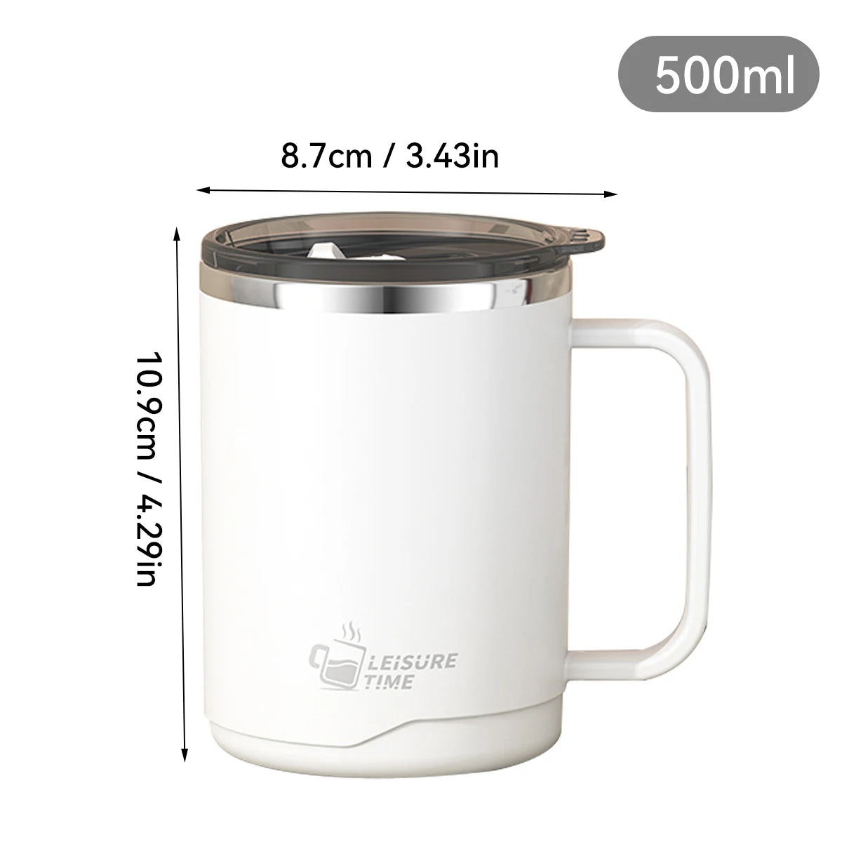 500ml Double-layer Mug 304 Stainless Steel Insulated Coffee Cup With Handle Portable Sealed Water Cup Drinkware For Student Kid - Buy online at  Vibe In Cart.