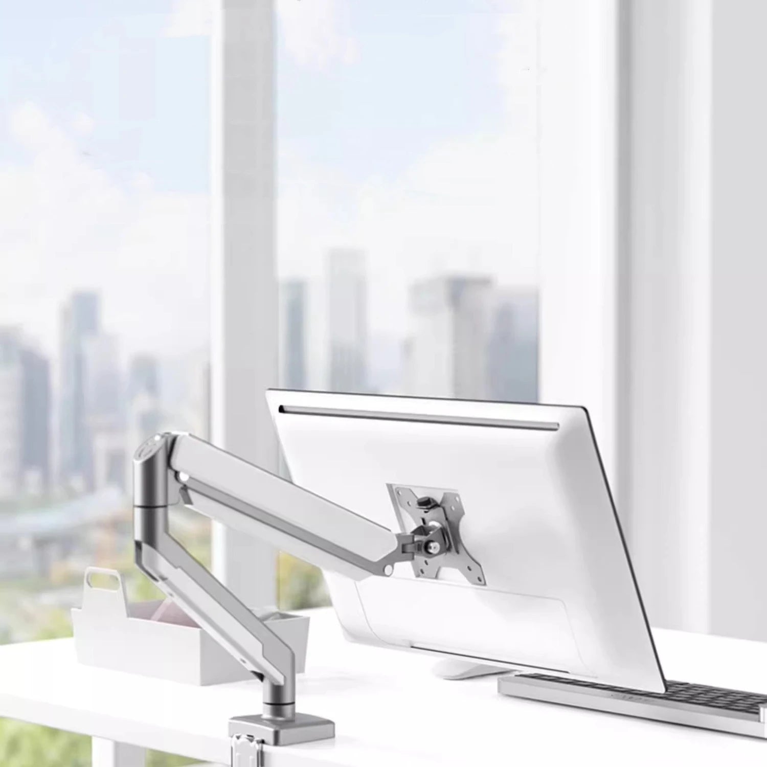 Height Adjustable Single Monitor Mount for 14-32 Inch Screens, Up to 19.8 lbs