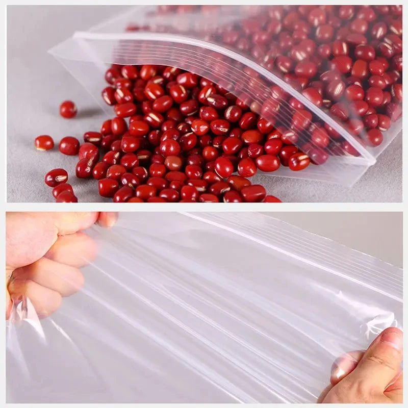 100 Piece Clear Plastic Zipper Storage Bags for Jewelry and Food