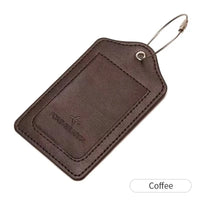 Leather Luggage Tag with Anti-Loss Wire Rope Loop and Built-In Privacy Cover