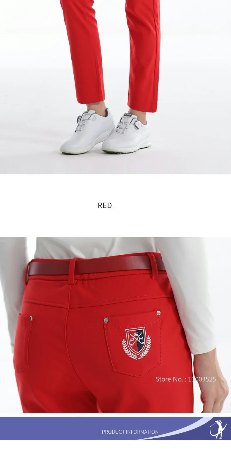 Women's Winter Warm Thick Fleece Golf Pants Straight Full Length