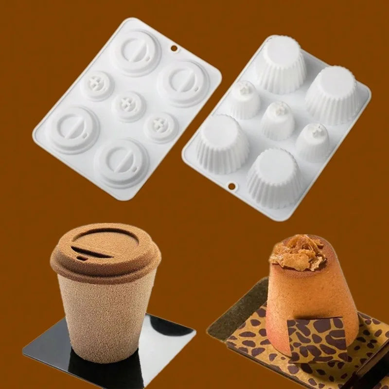 Cup Shape Mousse Cake Mold Bakeware Set Striped or Smooth Coffee Cup Design Silicone Cake Mold Chocolate Dessert Baking Tools - Buy online at  Vibe In Cart.